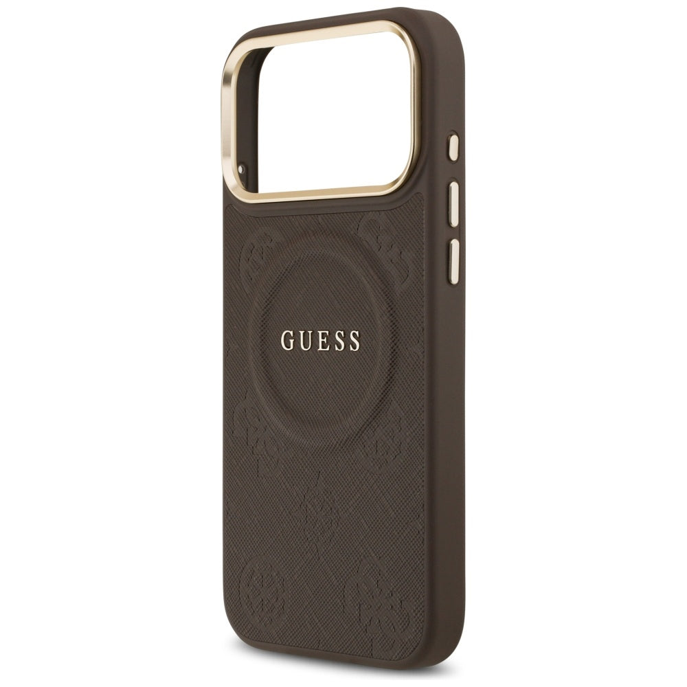 Калъф MagSafe за Apple iPhone 17 Pro Max, Guess, Peony Hot Stamp, Кафяв