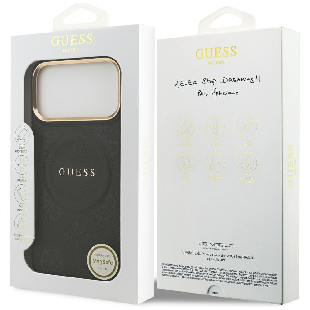 Калъф MagSafe за Apple iPhone 17 Pro Max, Guess, Peony Hot Stamp, Черен