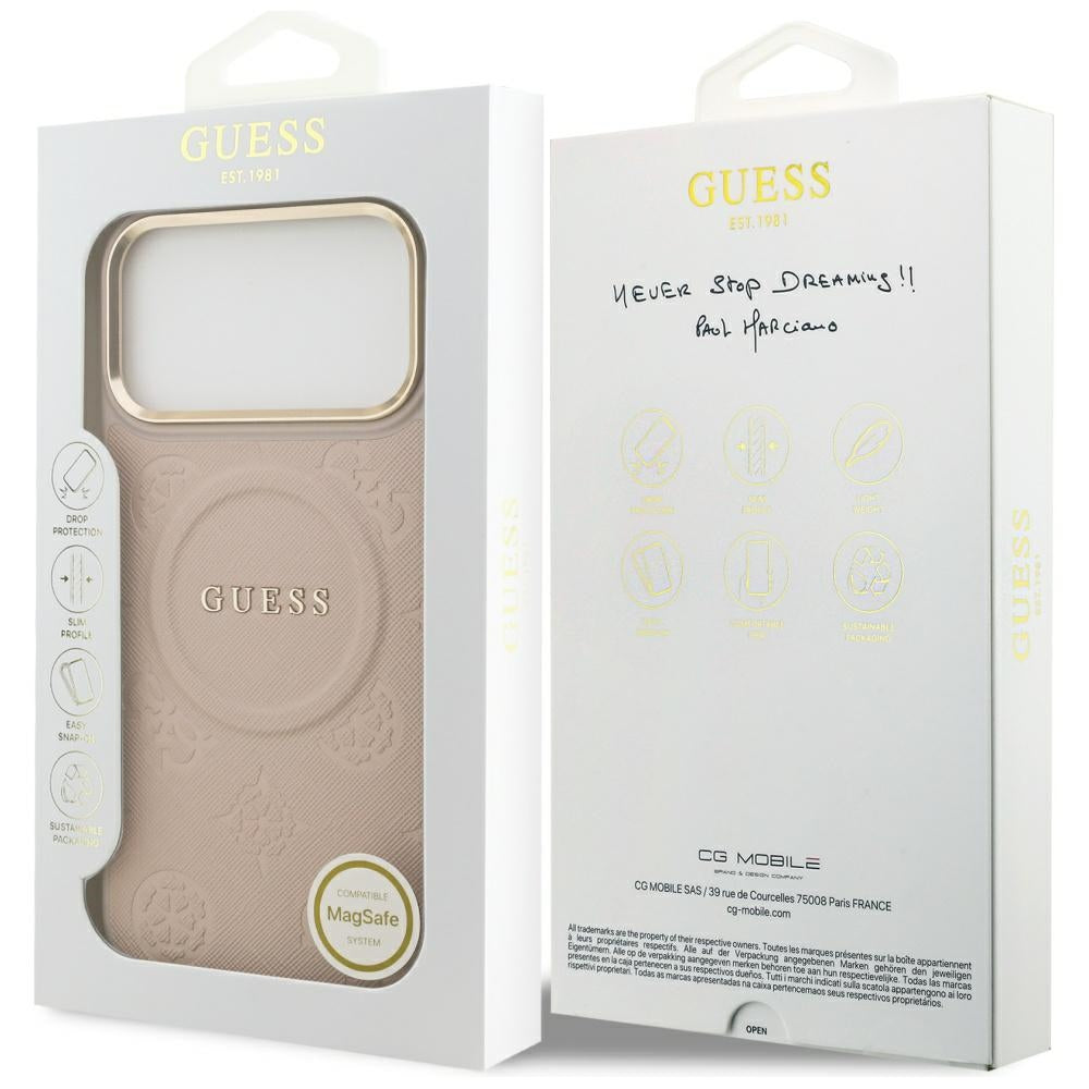 Калъф MagSafe за Apple iPhone 17 Pro Max, Guess, Peony Hot Stamp, Розов