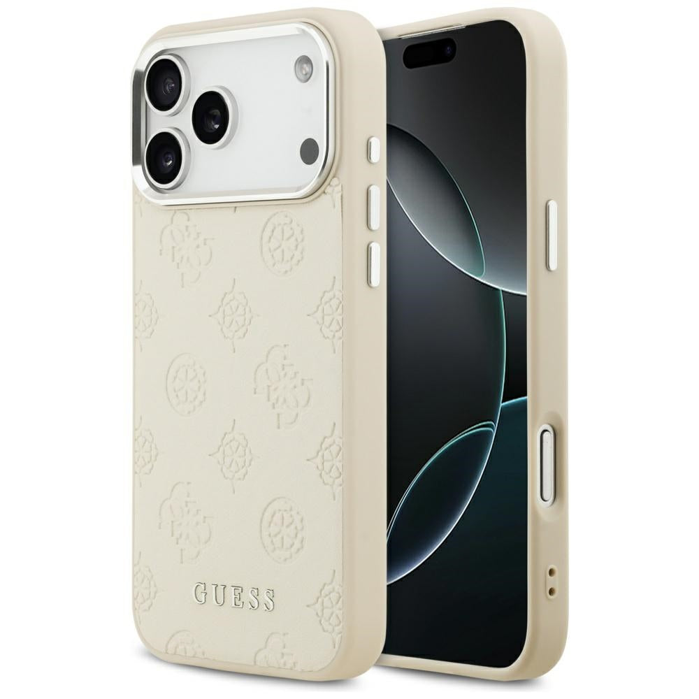 Калъф MagSafe за Apple iPhone 17 Pro Max, Guess, Peony Hot Stamp Script, Бежов