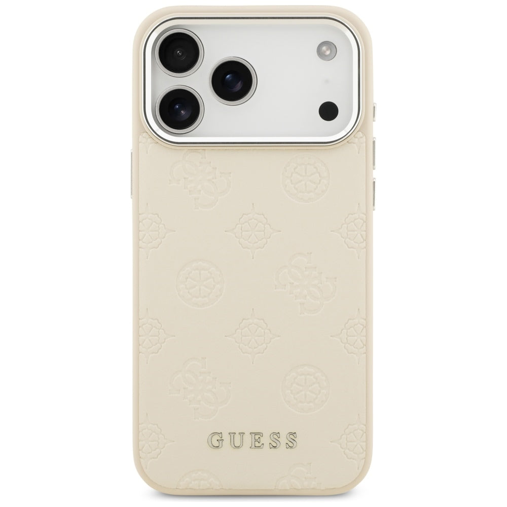 Калъф MagSafe за Apple iPhone 17 Pro Max, Guess, Peony Hot Stamp Script, Бежов