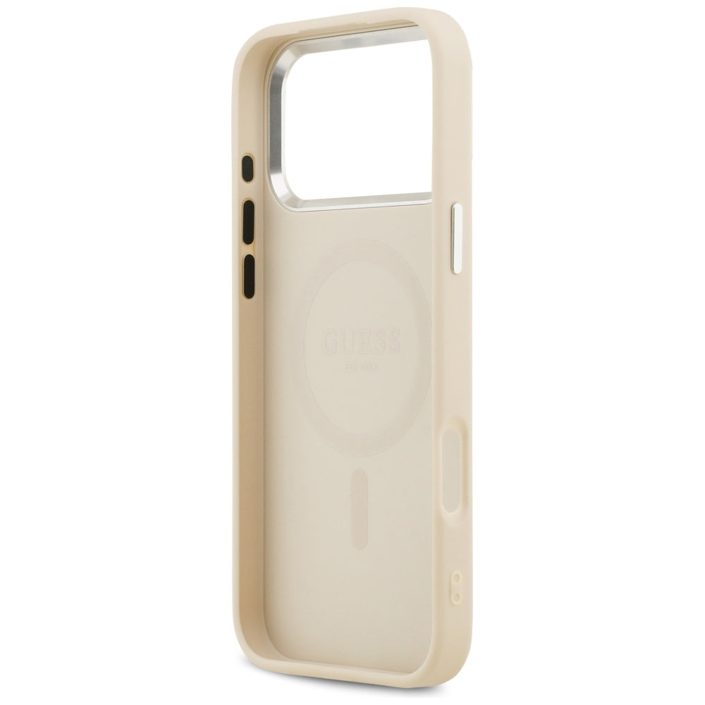 Калъф MagSafe за Apple iPhone 17 Pro Max, Guess, Peony Hot Stamp Script, Бежов