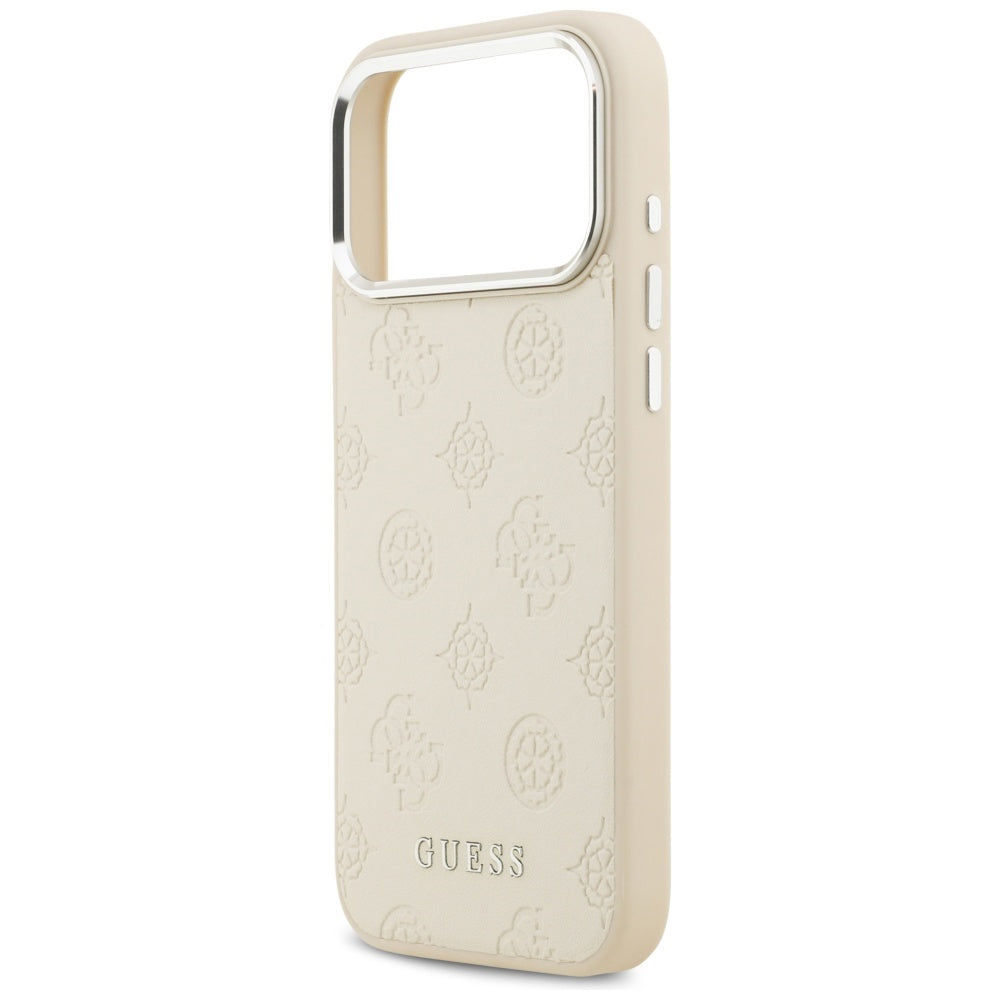 Калъф MagSafe за Apple iPhone 17 Pro Max, Guess, Peony Hot Stamp Script, Бежов