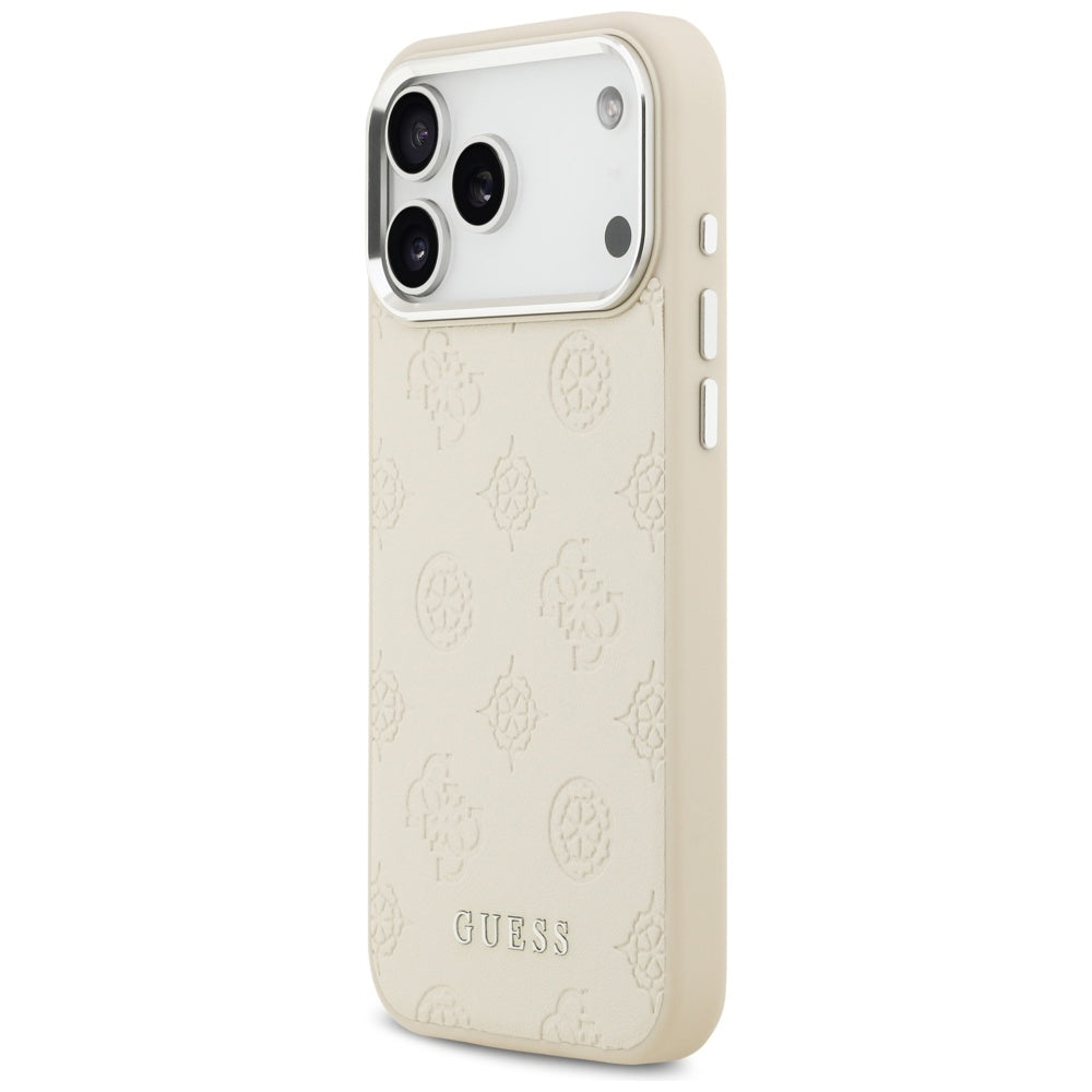 Калъф MagSafe за Apple iPhone 17 Pro Max, Guess, Peony Hot Stamp Script, Бежов