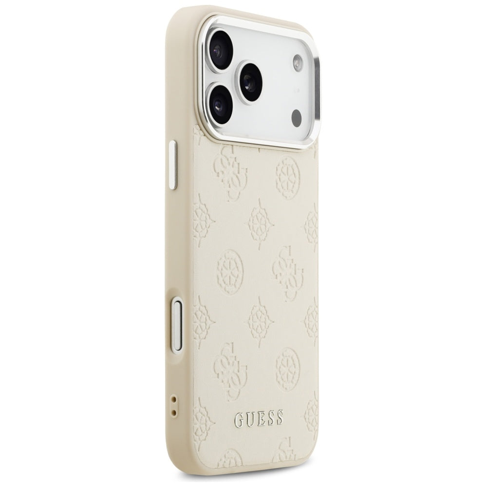 Калъф MagSafe за Apple iPhone 17 Pro Max, Guess, Peony Hot Stamp Script, Бежов
