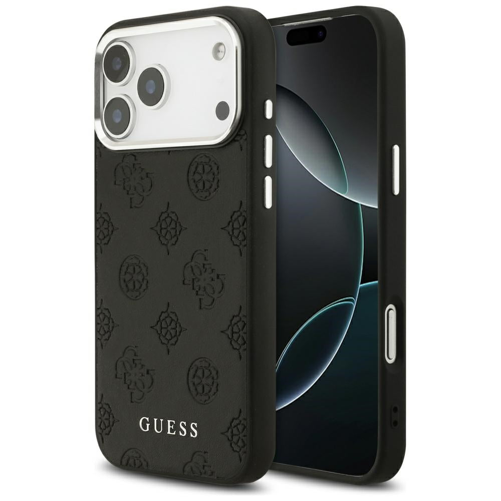 Калъф MagSafe за Apple iPhone 17 Pro Max, Guess, Peony Hot Stamp Script, Черен