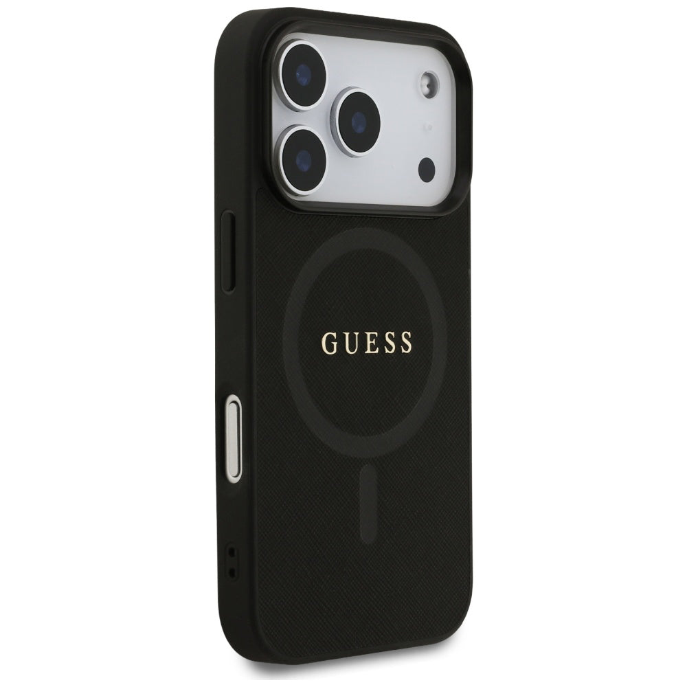 Калъф MagSafe за Apple iPhone 17 Pro Max, Guess, Saffiano Classic Logo, Черен