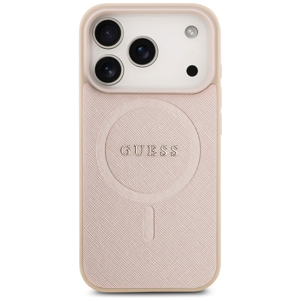 Калъф MagSafe за Apple iPhone 17 Pro Max, Guess, Saffiano Classic Logo, Розов