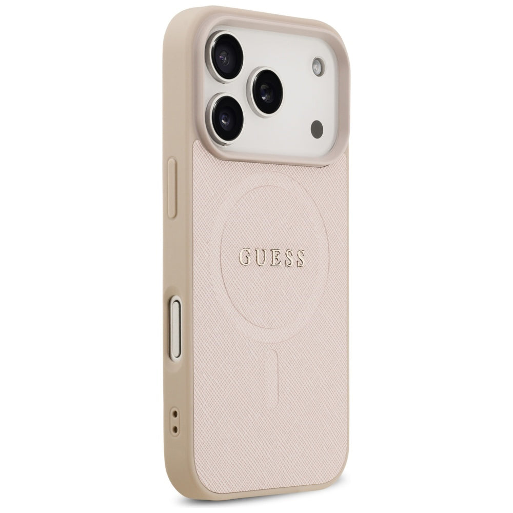 Калъф MagSafe за Apple iPhone 17 Pro Max, Guess, Saffiano Classic Logo, Розов