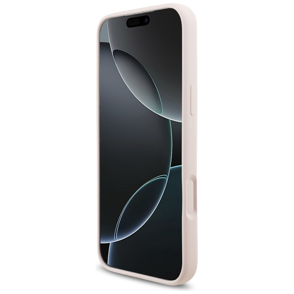 Калъф MagSafe за Apple iPhone 17 Pro Max, Guess, Script Metal Logo, Светлорозов