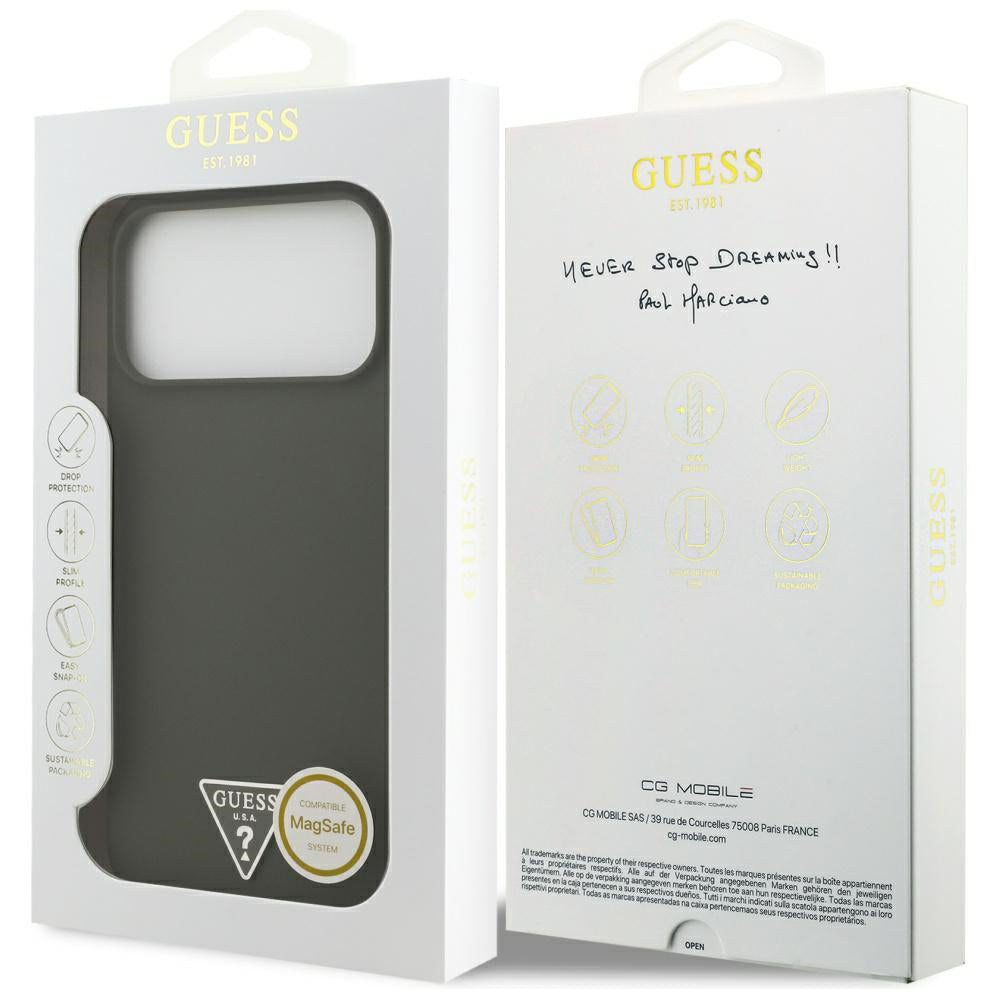 Калъф MagSafe за Apple iPhone 17 Pro Max, Guess, Triangle Logo, Каки