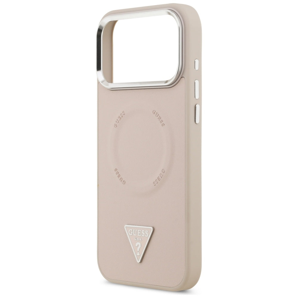 Калъф MagSafe за Apple iPhone 17 Pro Max, Guess, Triangle Logo, Розово Сребрист