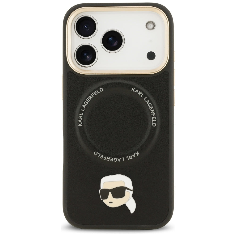 Калъф MagSafe за Apple iPhone 17 Pro Max, Karl Lagerfeld, Big Strap Karl Metal Logo, Черен
