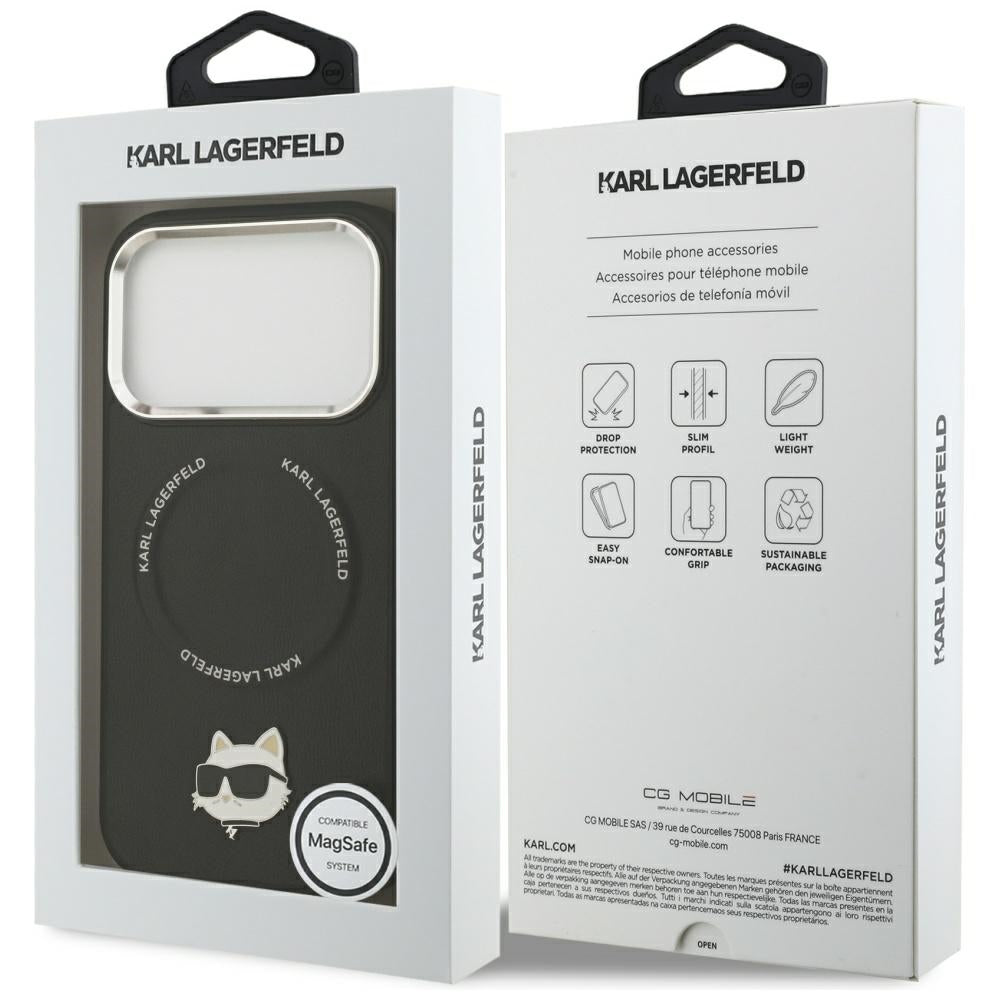 Калъф MagSafe за Apple iPhone 17 Pro Max, Karl Lagerfeld, Choupette Pin, Черен