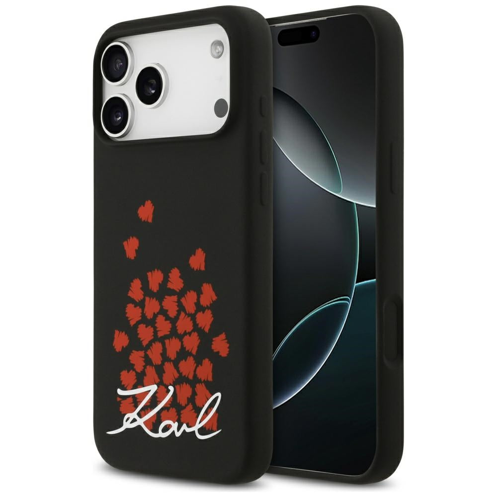 Калъф MagSafe за Apple iPhone 17 Pro Max, Karl Lagerfeld, лого със сърце, черен