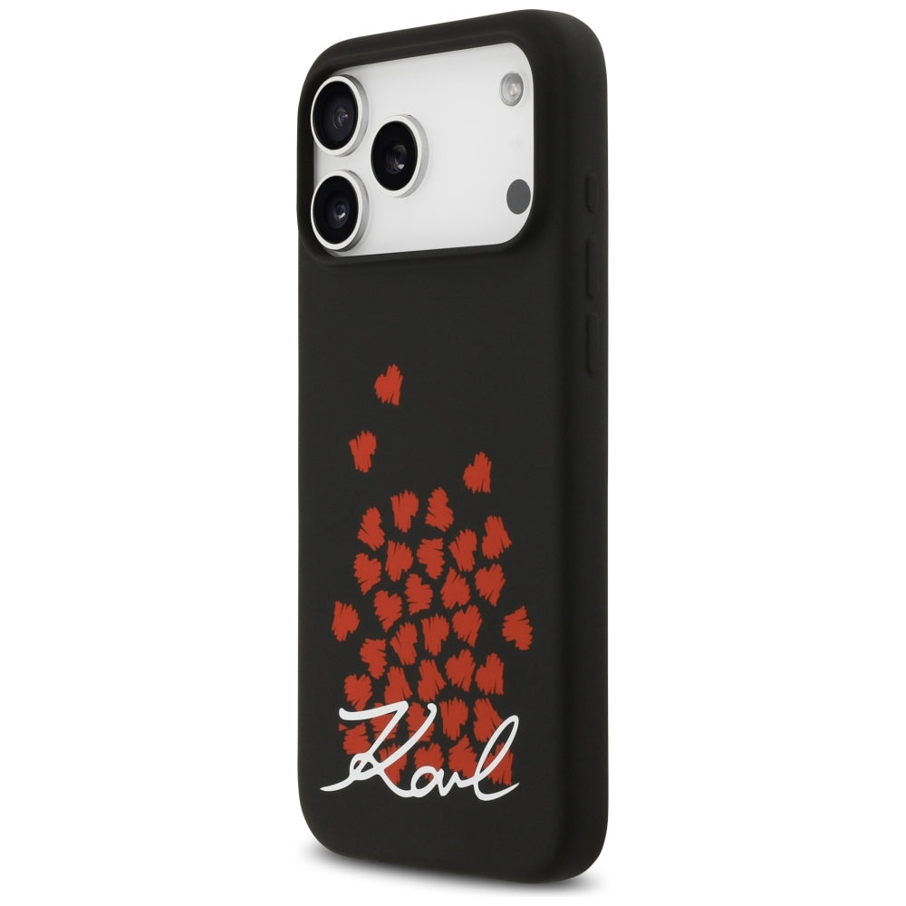 Калъф MagSafe за Apple iPhone 17 Pro Max, Karl Lagerfeld, лого със сърце, черен