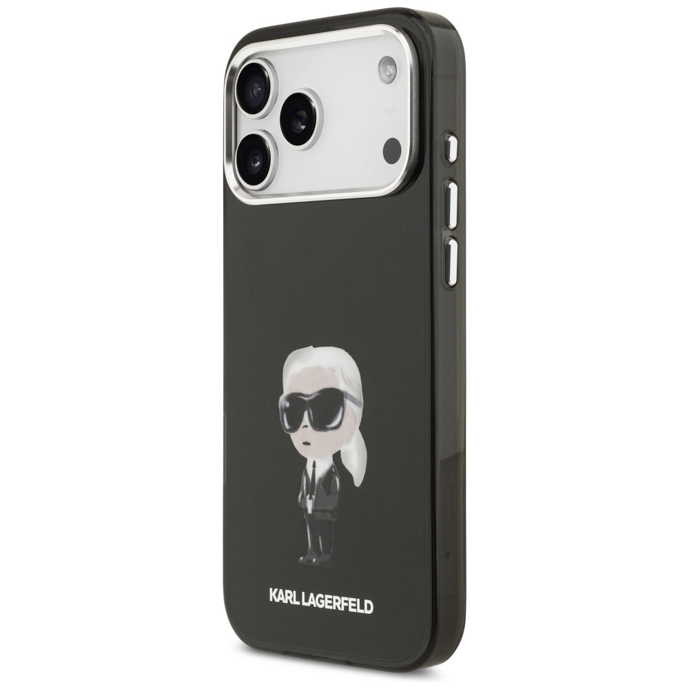 Калъф MagSafe за Apple iPhone 17 Pro Max, Karl Lagerfeld, IML Aquarelle Karl Ikonik, Черен