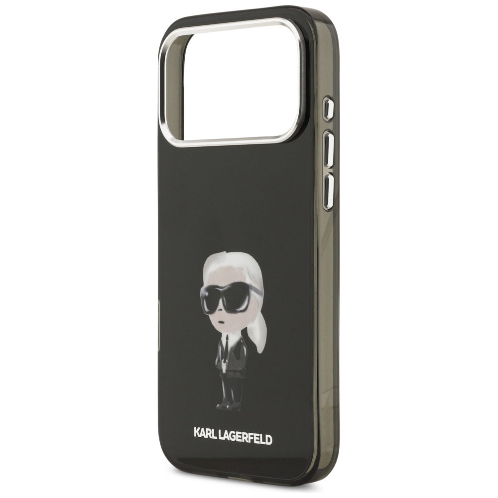 Калъф MagSafe за Apple iPhone 17 Pro Max, Karl Lagerfeld, IML Aquarelle Karl Ikonik, Черен