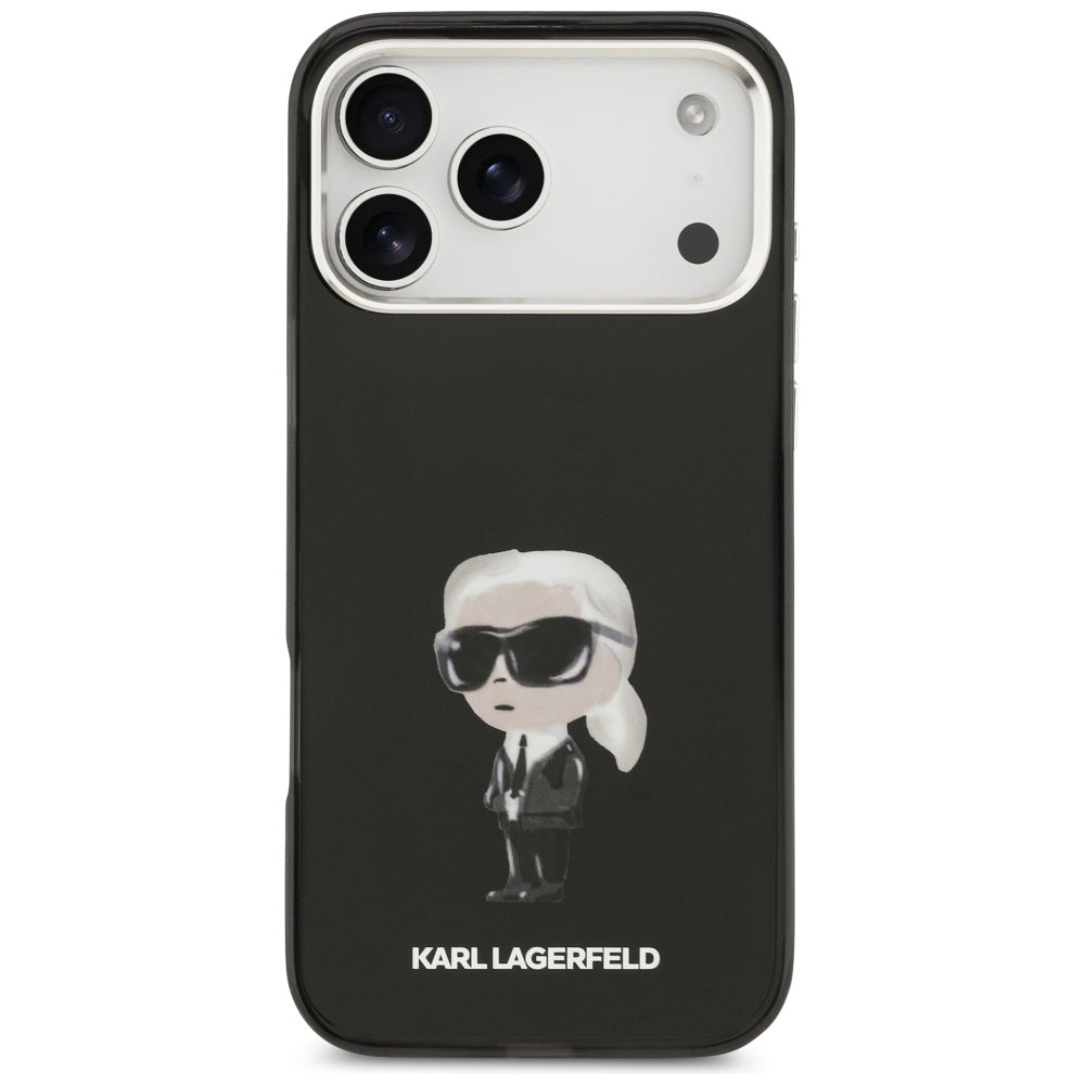 Калъф MagSafe за Apple iPhone 17 Pro Max, Karl Lagerfeld, IML Aquarelle Karl Ikonik, Черен