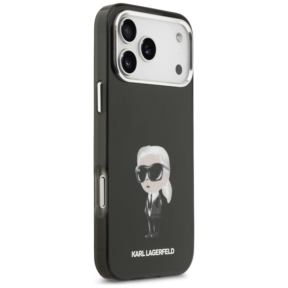 Калъф MagSafe за Apple iPhone 17 Pro Max, Karl Lagerfeld, IML Aquarelle Karl Ikonik, Черен