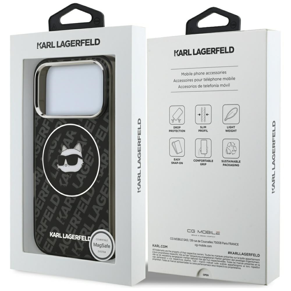 Калъф MagSafe за Apple iPhone 17 Pro Max, Karl Lagerfeld, IML Choupette`s Head, Черен