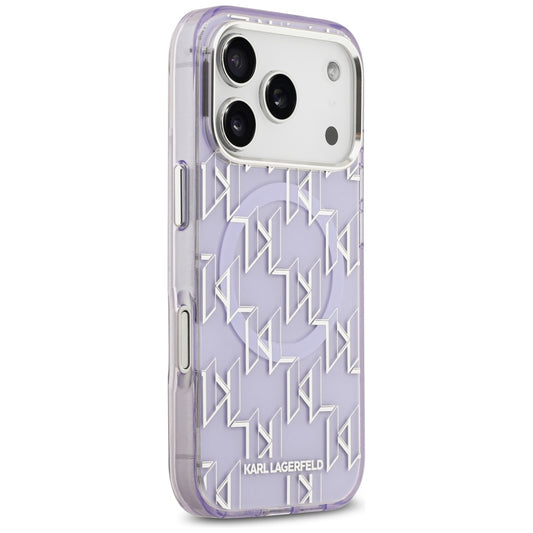 Калъф MagSafe за Apple iPhone 17 Pro Max, Karl Lagerfeld, IML KL Monogram, Лилав