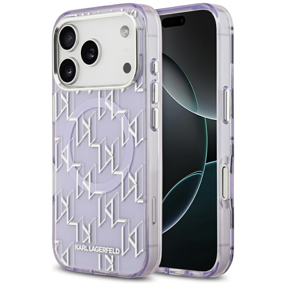 Калъф MagSafe за Apple iPhone 17 Pro Max, Karl Lagerfeld, IML KL Monogram, Лилав