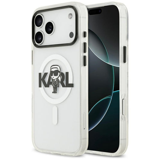 Калъф MagSafe за Apple iPhone 17 Pro Max, Karl Lagerfeld, IML Sketch Logo Karl, Прозрачен
