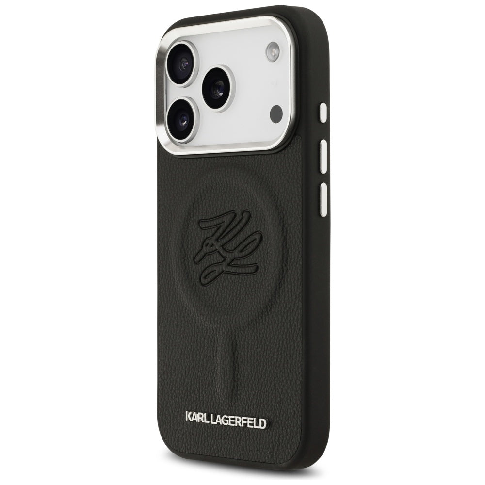 Калъф MagSafe за Apple iPhone 17 Pro Max, Karl Lagerfeld, Initial & Metal Logo, Черен