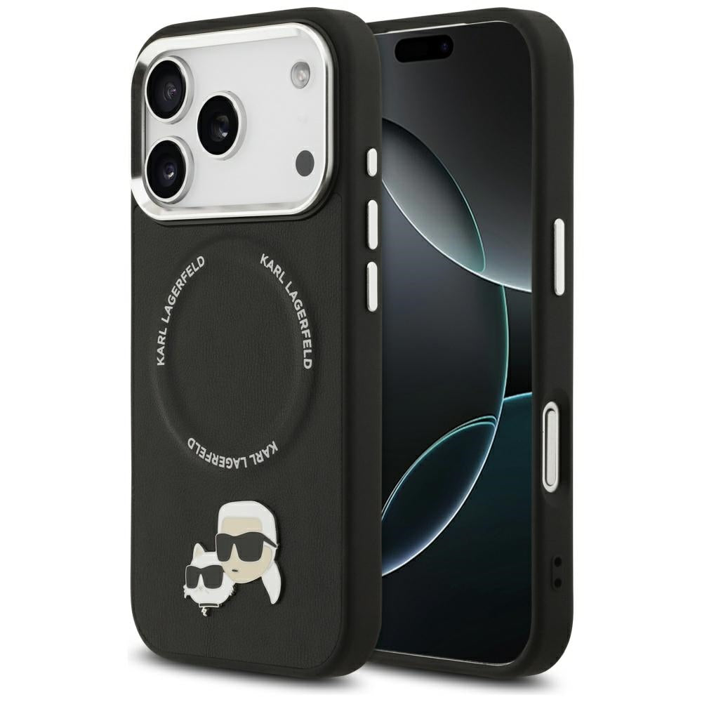 Калъф MagSafe за Apple iPhone 17 Pro Max, Karl Lagerfeld, Karl & Choupette Pins, Черен
