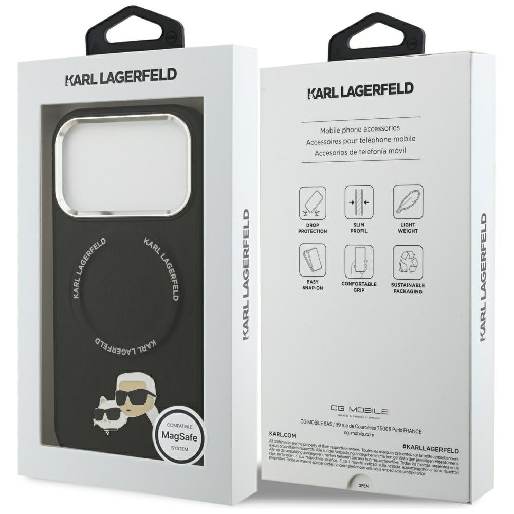 Калъф MagSafe за Apple iPhone 17 Pro Max, Karl Lagerfeld, Karl & Choupette Pins, Черен