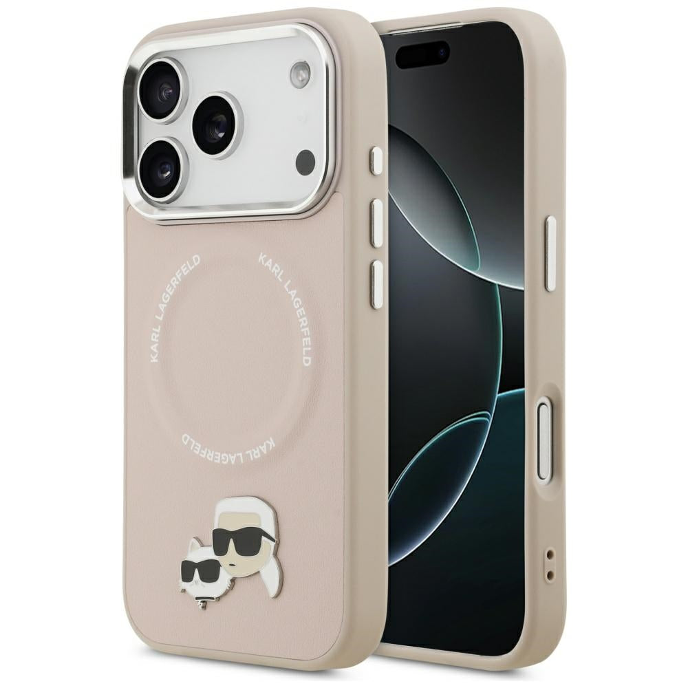 Калъф MagSafe за Apple iPhone 17 Pro Max, Karl Lagerfeld, Karl & Choupette Pins, Розов