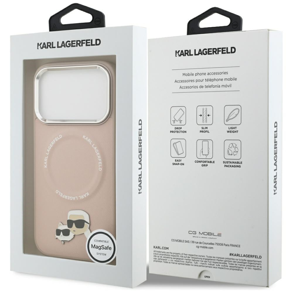 Калъф MagSafe за Apple iPhone 17 Pro Max, Karl Lagerfeld, Karl & Choupette Pins, Розов