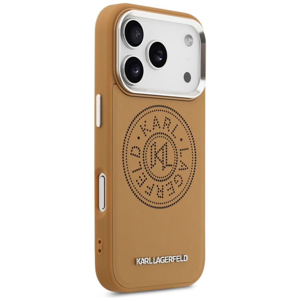 MagSafe Case for Apple iPhone 17 Pro Max, Karl Lagerfeld, Point & Metal Logo, Brown