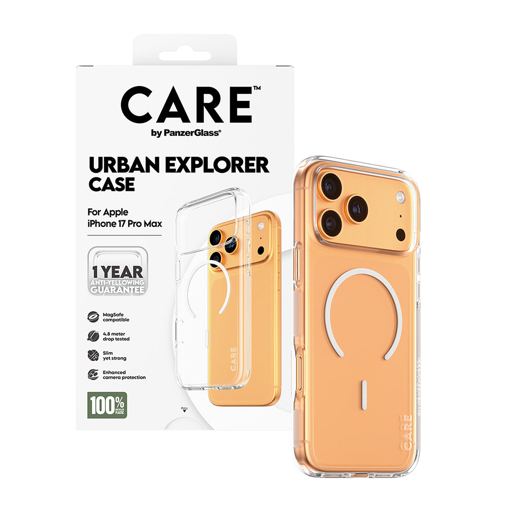 Калъф MagSafe за Apple iPhone 17 Pro Max, PanzerGlass, Care Urban Explorer, Прозрачен Бял