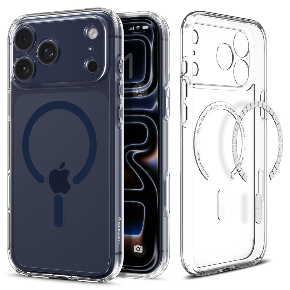 Калъф MagSafe за Apple iPhone 17 Pro Max, Spigen, Ultra Hybrid, Прозрачен тъмносин ACS11108