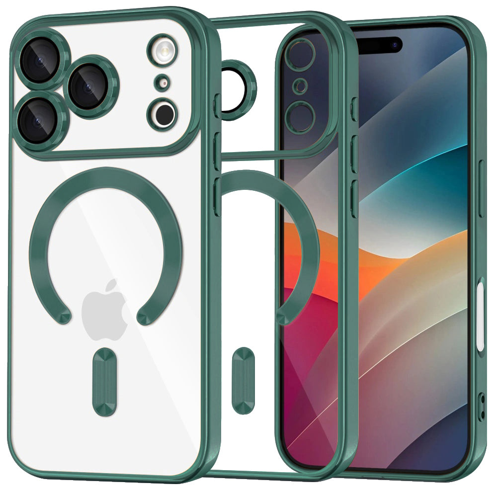 Калъф MagSafe за Apple iPhone 17 Pro Max, Techsuit, Luxury Crystal, Тъмнозелен