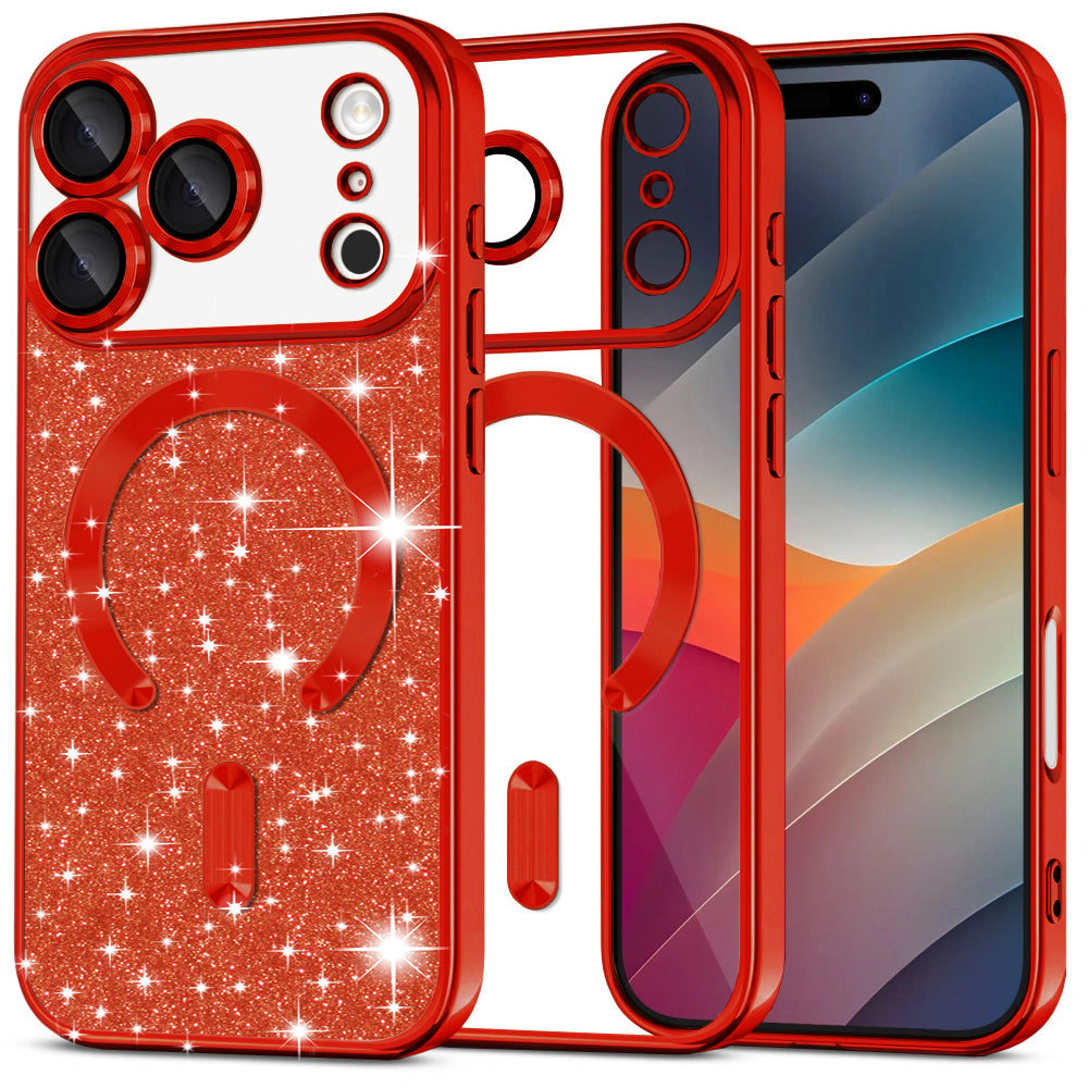 Калъф MagSafe за Apple iPhone 17 Pro Max, Techsuit, Luxury Glitter, Розов