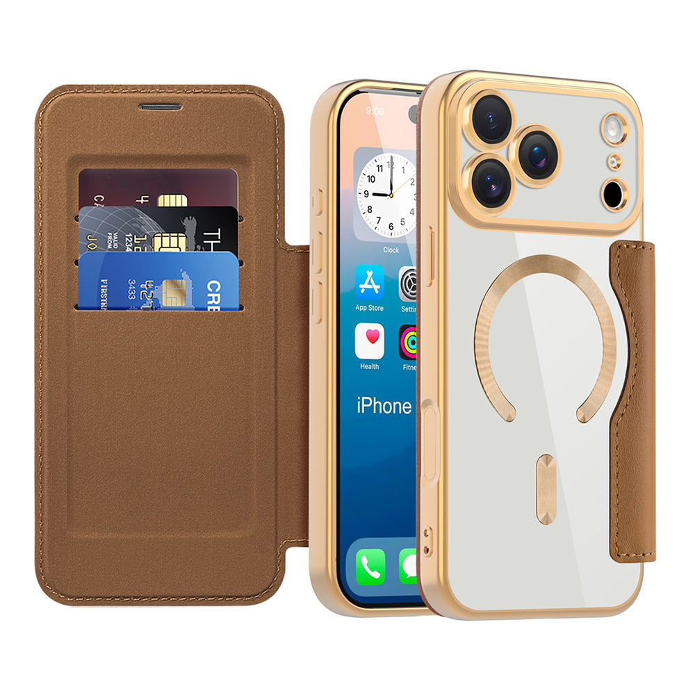 Калъф MagSafe за Apple iPhone 17 Pro Max, Techsuit, SmartMag Book, Кафяв
