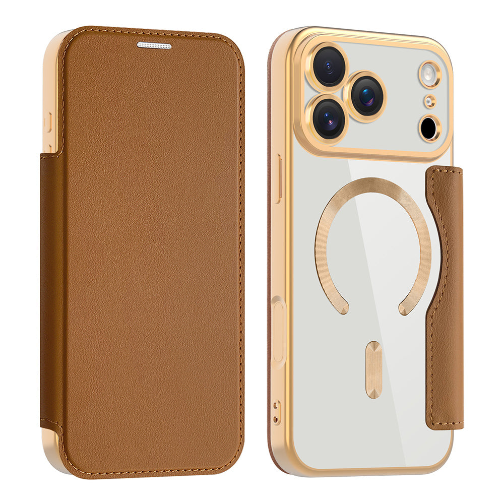 Калъф MagSafe за Apple iPhone 17 Pro Max, Techsuit, SmartMag Book, Кафяв