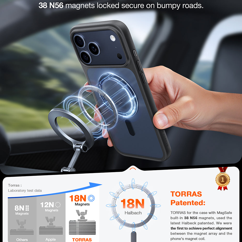 Калъф MagSafe за Apple iPhone 17 Pro Max, Torras, Guardian, Черен