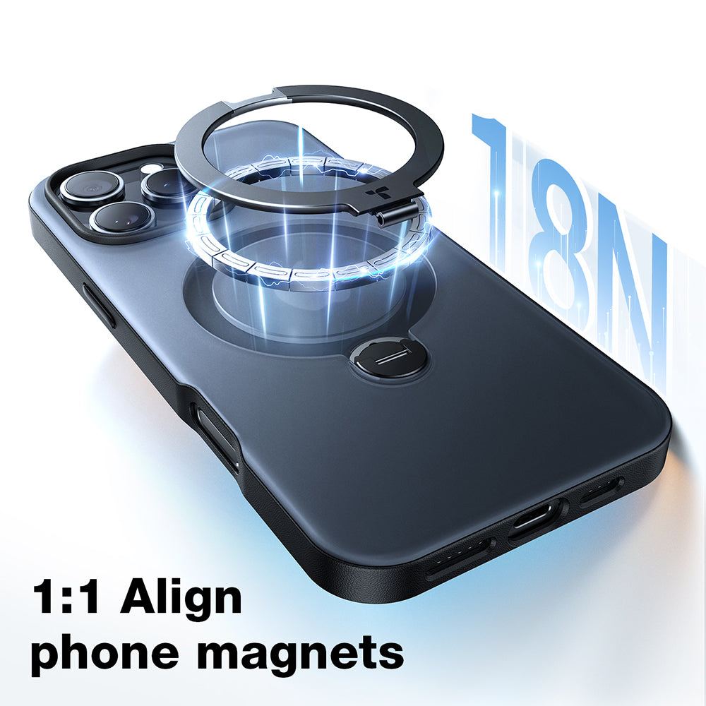Калъф MagSafe за Apple iPhone 17 Pro Max, Torras, Ostand Spin, Черен