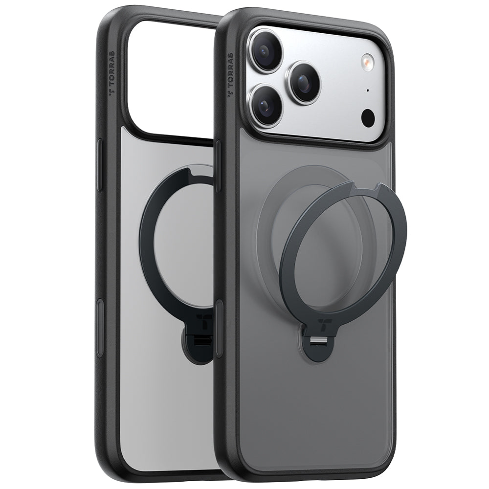 Калъф MagSafe за Apple iPhone 17 Pro Max, Torras, Ostand Spin, Черен