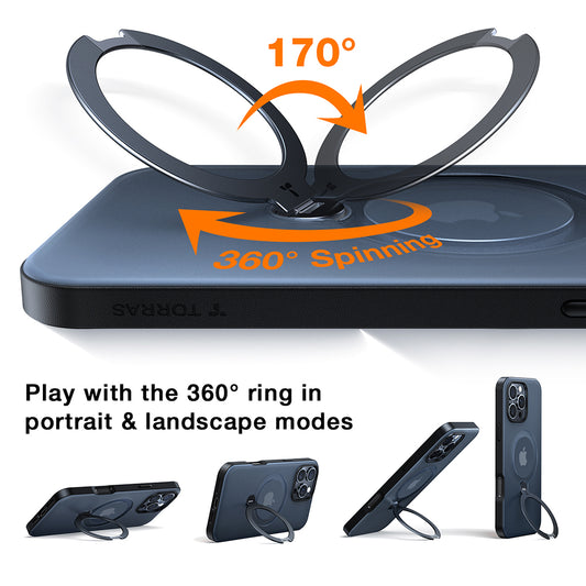 Калъф MagSafe за Apple iPhone 17 Pro Max, Torras, Ostand Spin, Прозрачен