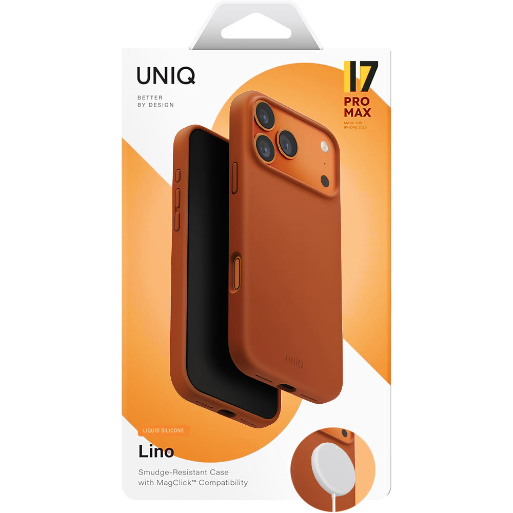 Калъф MagSafe за Apple iPhone 17 Pro Max, UNIQ, Lino MagClick, Тъмно оранжев