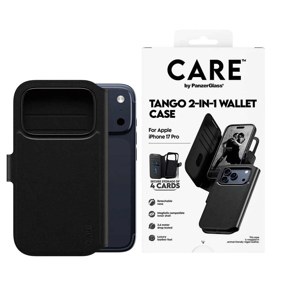 Калъф MagSafe за Apple iPhone 17 Pro, PanzerGlass, Care Feature Tango Two-in-One, Черен