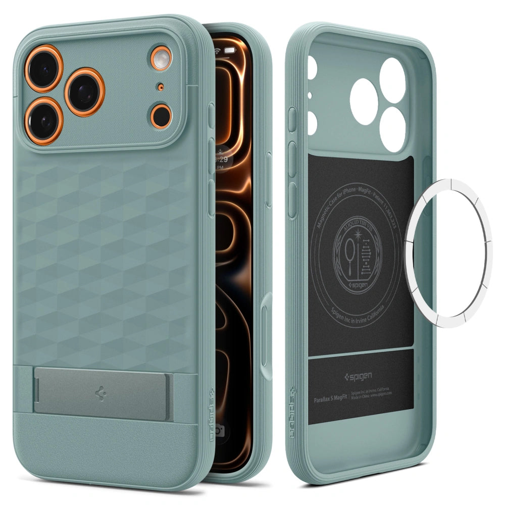 Калъф MagSafe за Apple iPhone 17 Pro, Spigen, Caseology Parallax S, Зелен