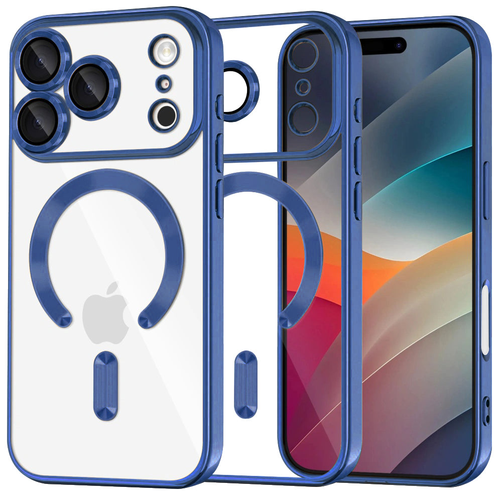 Калъф MagSafe за Apple iPhone 17 Pro, Techsuit, Luxury Crystal, Тъмносин