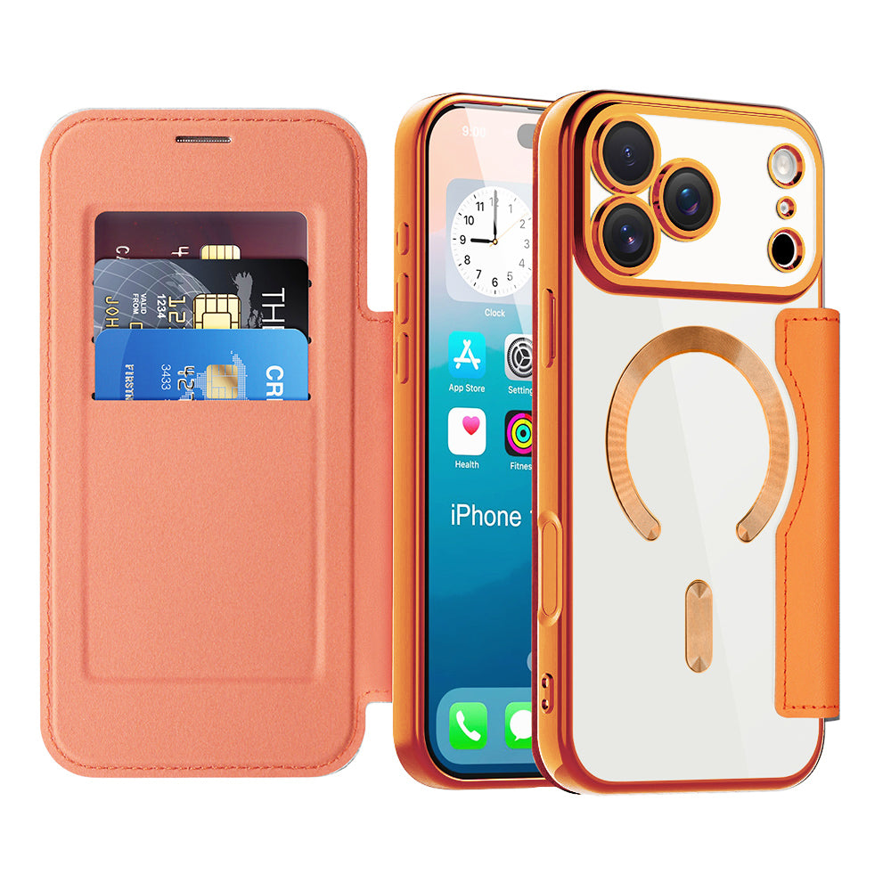 MagSafe Case for Apple iPhone 17 Pro, Techsuit, SmartMag Book, Orange