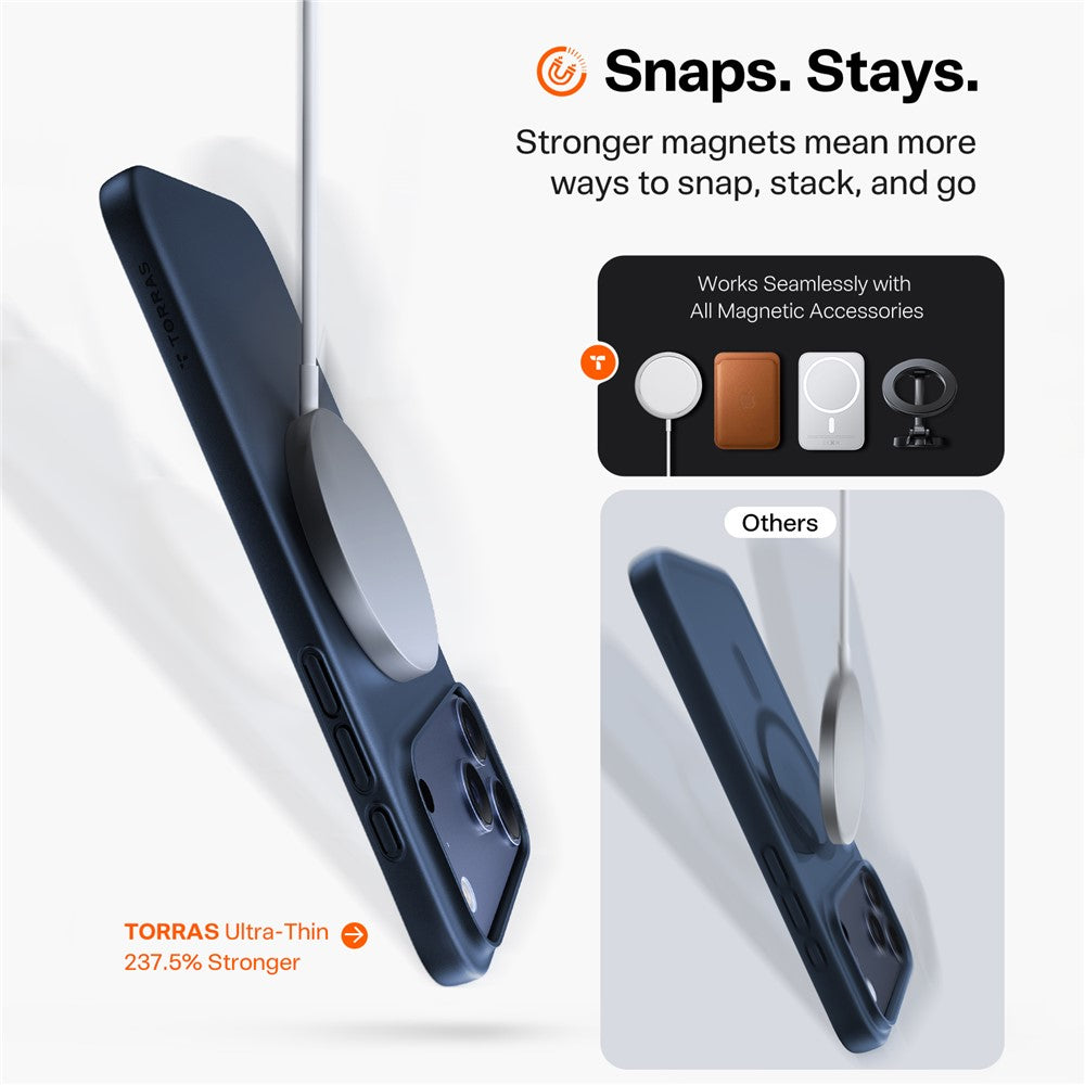 Калъф MagSafe за Apple iPhone 17 Pro, Torras, SlimFit, Тъмносин